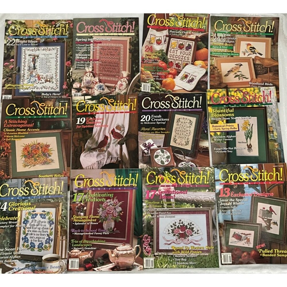 Vintage Cross Stitch‎ Magazine Lot Of 12 Issues 1991-1993 Publications
